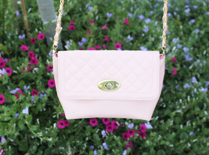 Pink Clutch style strap bag